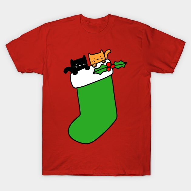 Black and Orange Stocking Kittens T-Shirt by saradaboru